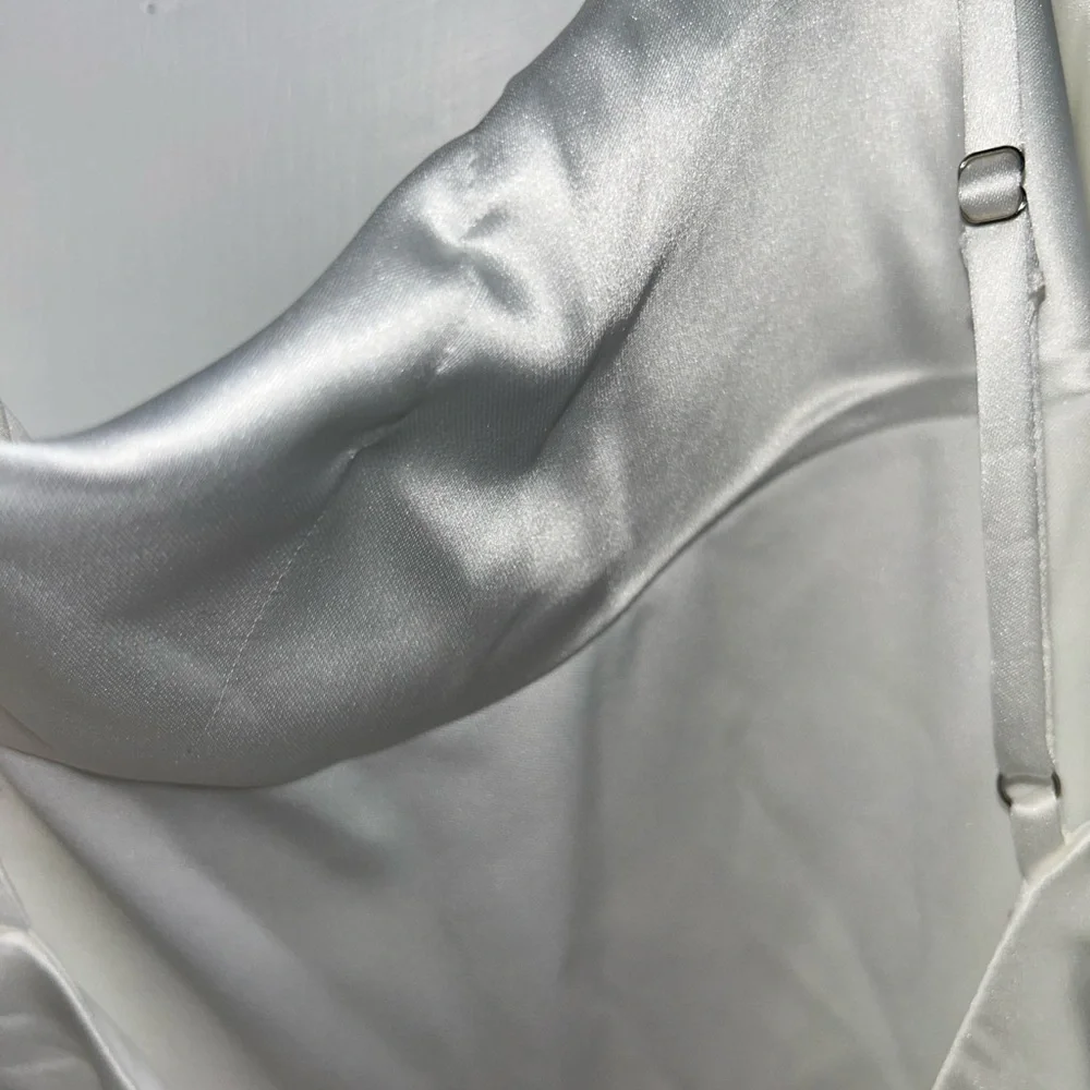NWT Lovely Endearment White Satin Sleeveless Backless Maxi Dress - Picture 9 of 9